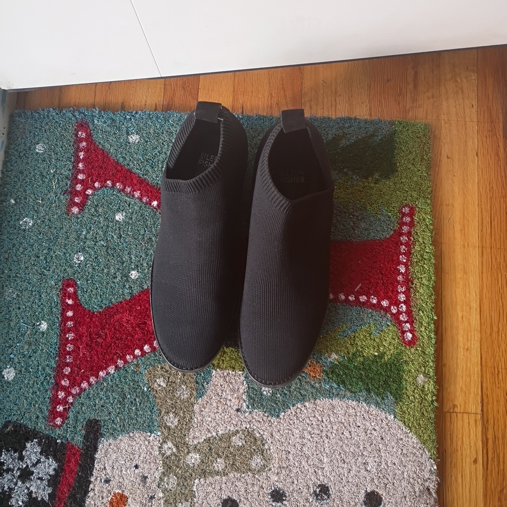 Eileen Fisher Black Knit Ankle Boots